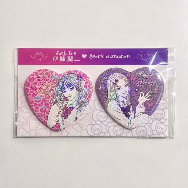 이토준지 산리오 팝업 콜라보 캔뱃지 토미에 마이멜로디 쿠로미