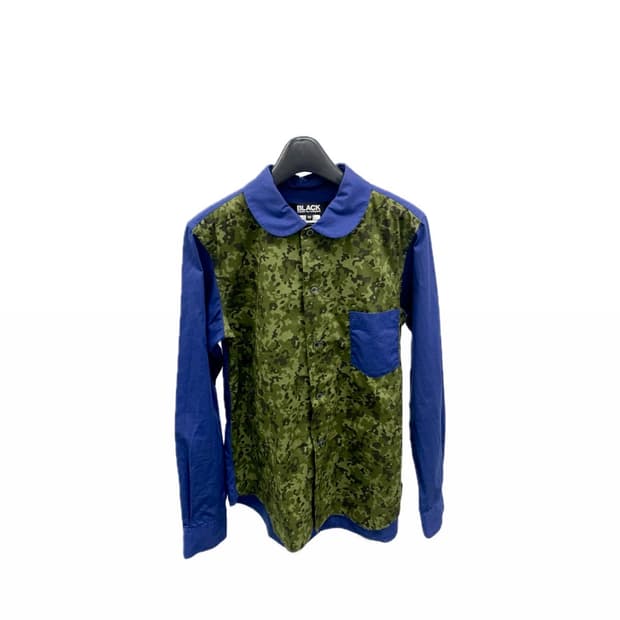 꼼데가르송 블랙 패치워크 카모 셔츠 