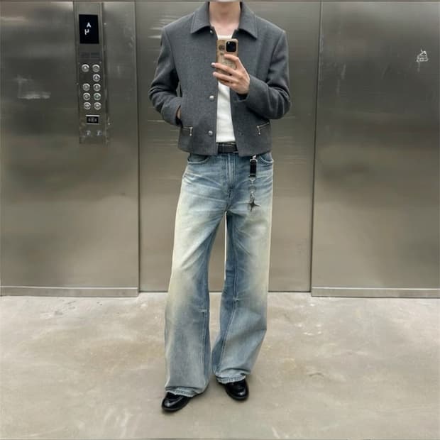 알포/ 캐시미어 - CROP JACKET(그레이)