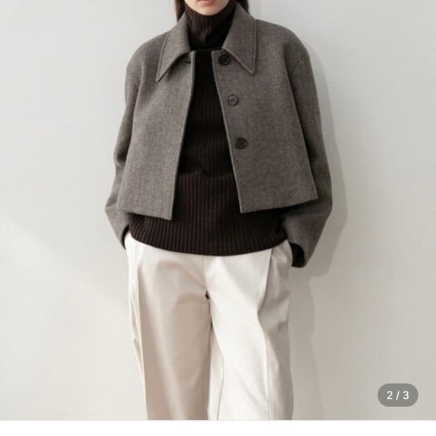 아모멘토 크롭 와이드 코트 브라운