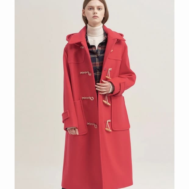 빈폴 레이디스 솔리드 롱 더플코트 떡볶이 코트 레드 90