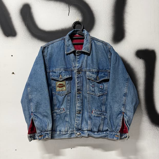 VTG 빈티지 패치 디테일 워싱 봄버 데님 트러커 자켓
