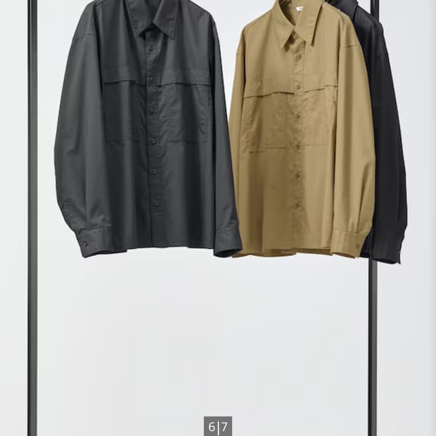 [유니클로] 유틸리티오버사이즈 셔츠 S/카키
