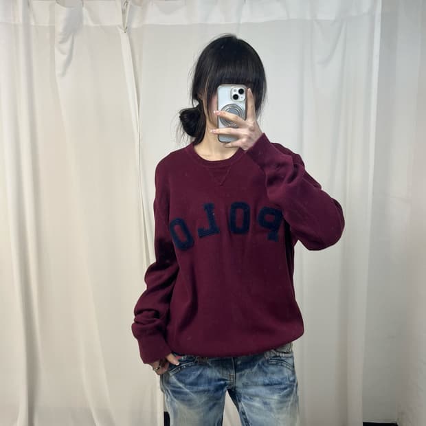 Polo Ralph Lauren burgundy big logo knit