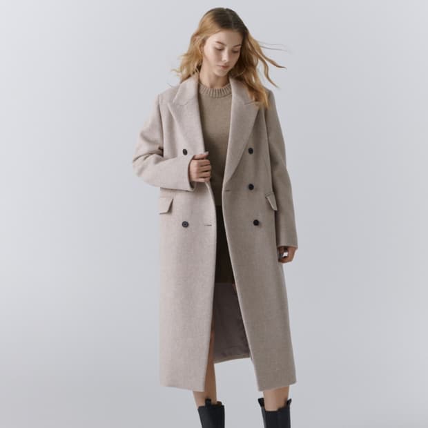 무신사 스탠다드 우먼즈 캐시미어 블렌드 더블 체스터 롱 코트 (오트밀)