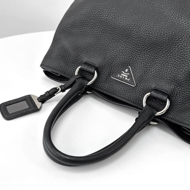 Prada Black Leather Tote Bag