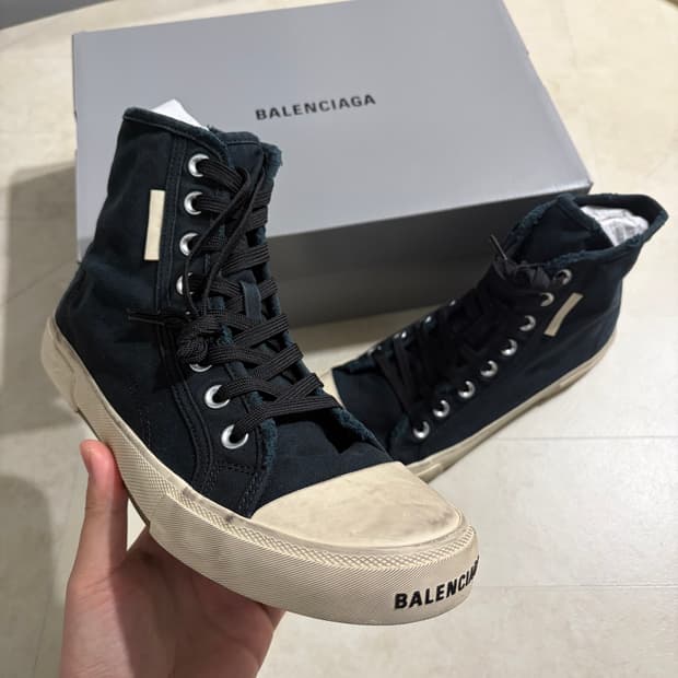 새상품(275)발렌시아가 파리 하이탑 빈티지 스니커즈 블랙