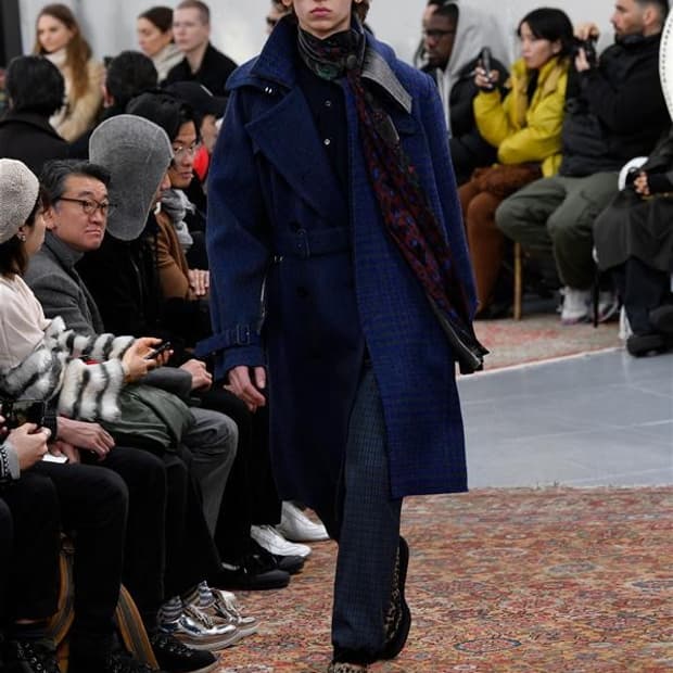 Sacai Mens 19FW 하운스투스 믹스매치 울 트렌치 코트