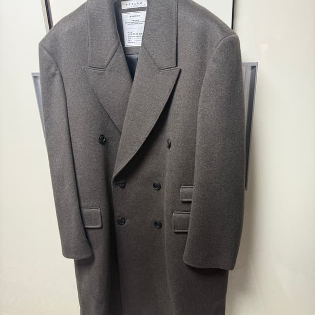 비슬로우 캐시미어 더블 코트 다크올리브 M