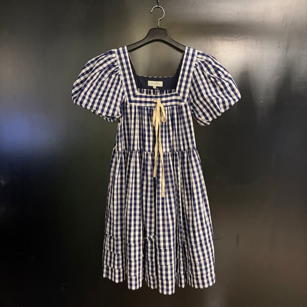 리매튜스 깅엄 체크 퍼프 원피스