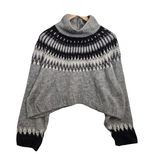 JEANASIS 빈티지 구제 패턴 크롭 니트