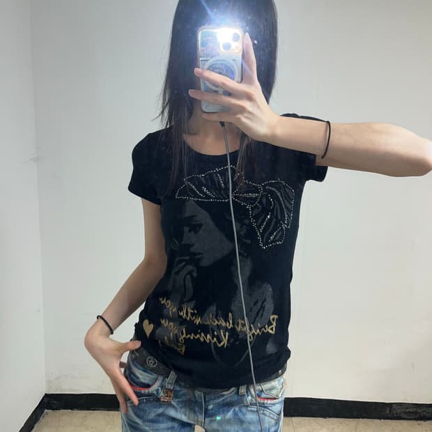 00‘s 글램 시크 프린팅 반팔