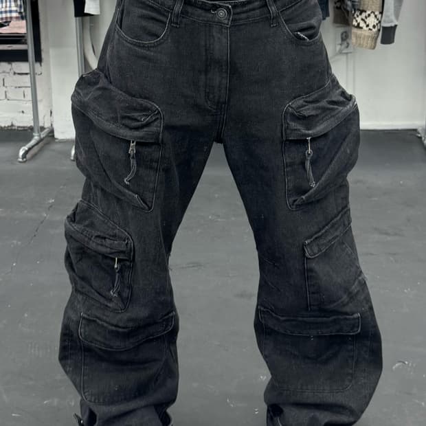 멀티포켓 데님 카고팬츠