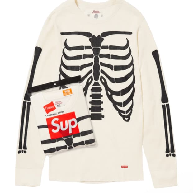 슈프림 헤인즈 본즈 화이트 L 블랙 교환