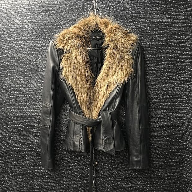 Kasibady 와일드 퍼 레더자켓