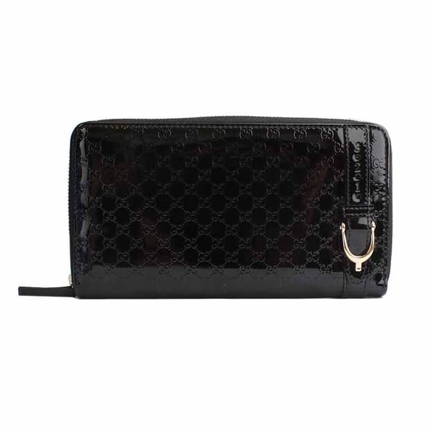 구찌 블랙 구찌시마 페이던트 금장 지피 장지갑(309757)