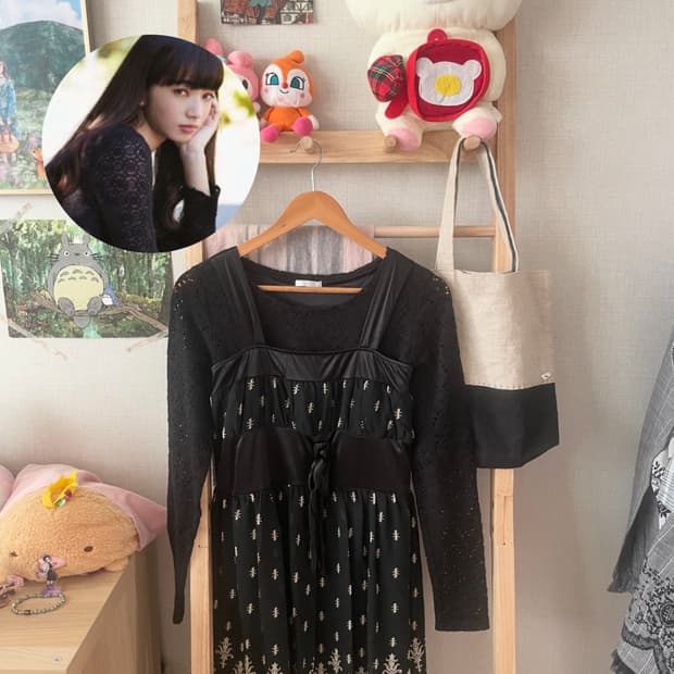 모리걸 빈티지 블랙 무채색 레이스 리본 원피스 set 🖤🎀