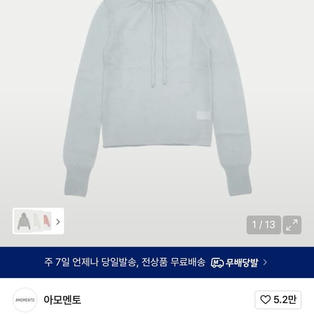AMOMENTO 아모멘토 SHEER HOODED KNIT