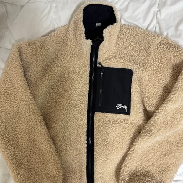 스투시 쉐르파 리버시블 자켓 베이지 L