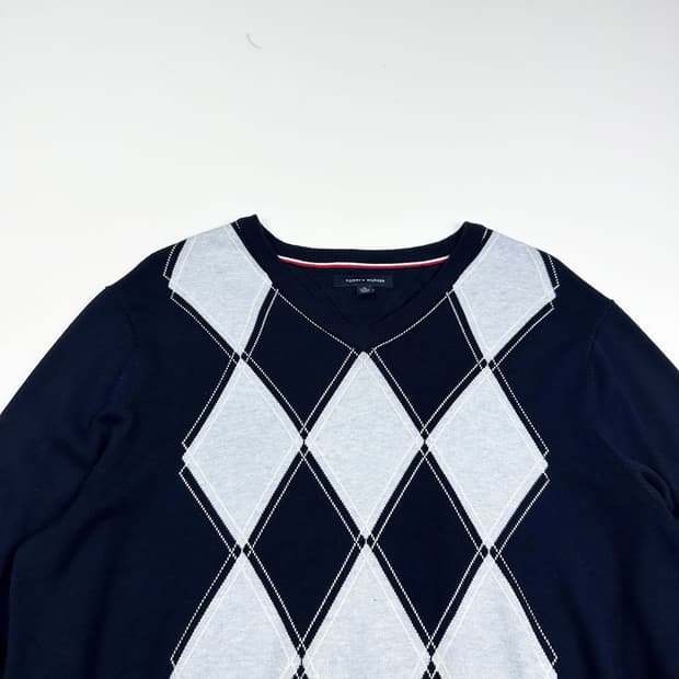 타미힐피거 플래그 노르딕 네이비 니트 (XL)