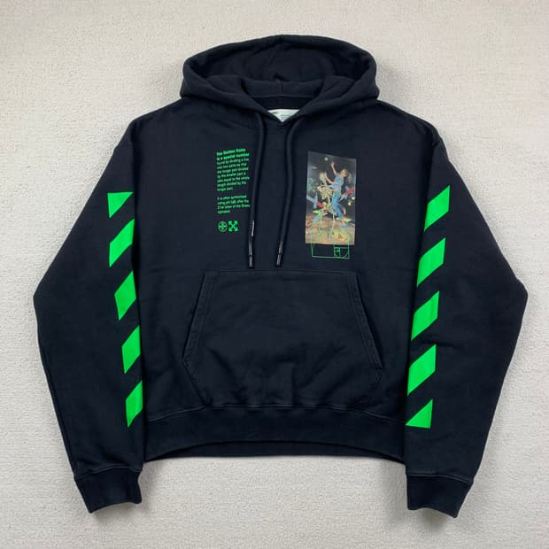 오프화이트 20SS 파스칼 Golden Ratio 페인팅 후드티 블랙