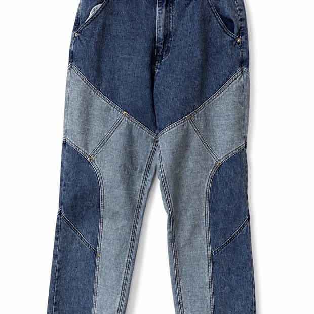 크리틱 절개 투톤 패널 와이드 데님 청바지 M