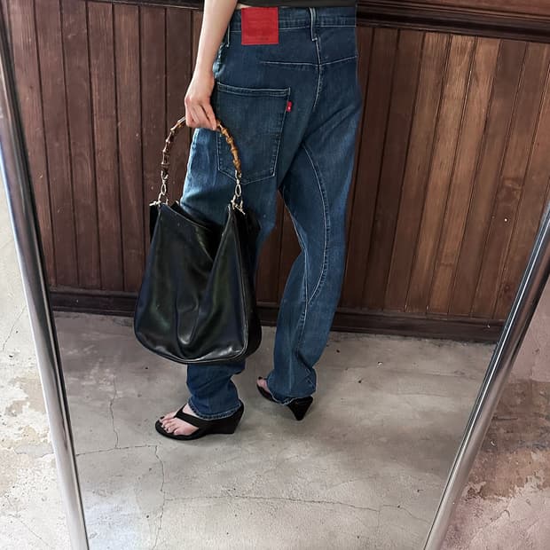 GUCCI leather bamboo bag