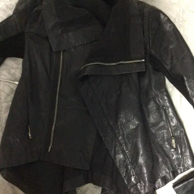 릭오웬스 하이넥 레더자켓 42