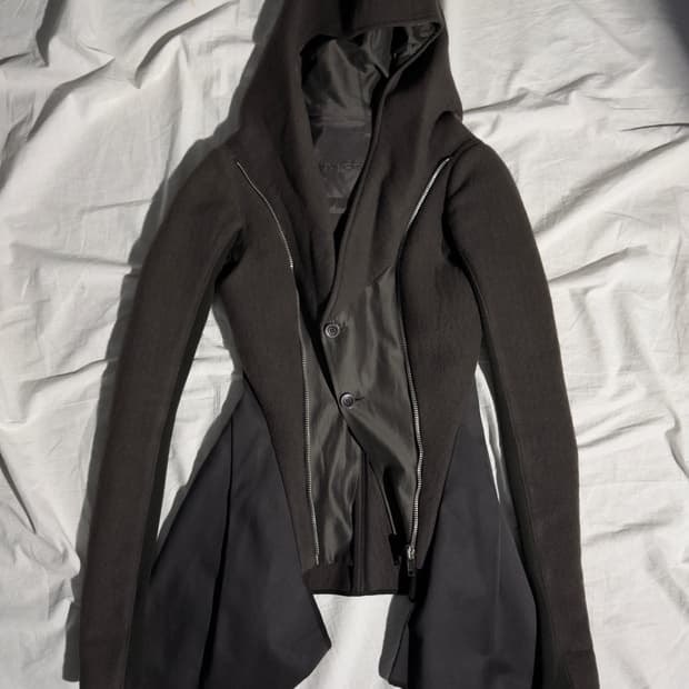 릭오웬스 08FW STAG 런웨이 코르셋 캐시미어 후드 코트