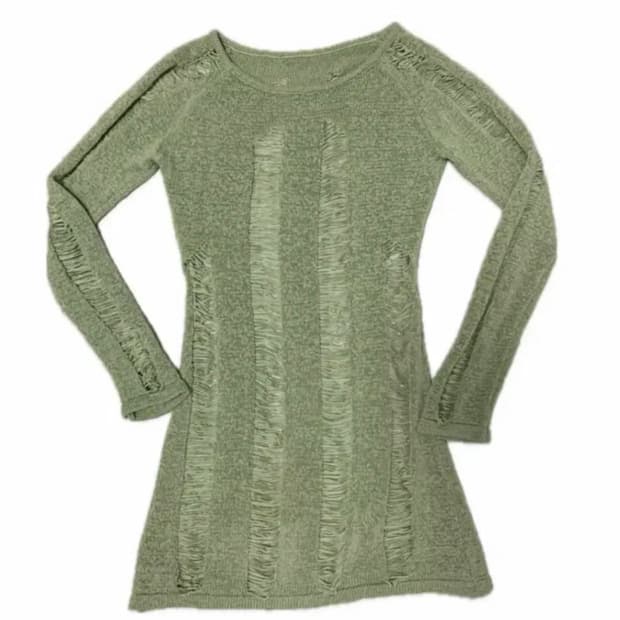 데미지 루즈 니트 연두