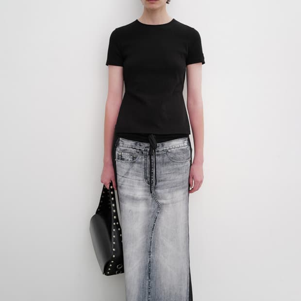 오픈와이와이FRONT JEAN EFFECT JERSEY SKIRT, BL