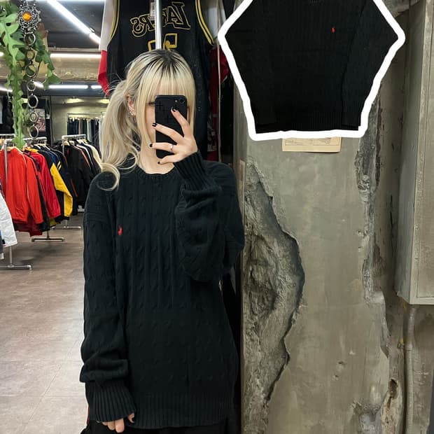 폴로 랄프로렌 꽈배기 니트 블랙 100   #csz1898