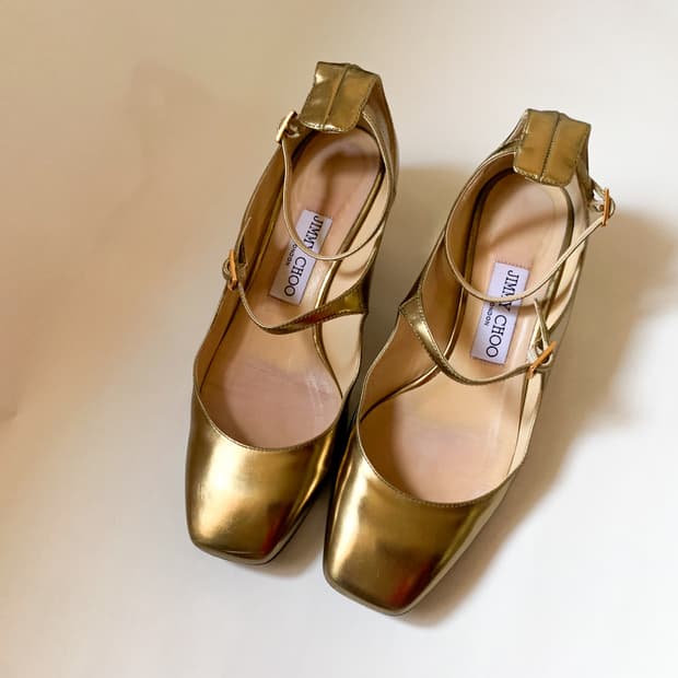 JIMMY CHOO 지미추 윌버 골드 메리제인 슈즈 EU37