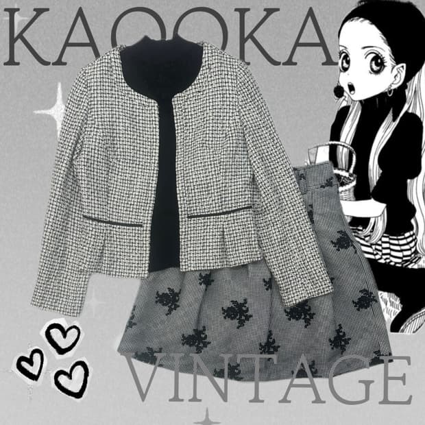 🖤슈슈룬 쇼콜라의 지뢰계 블랙갸루 코디세트🖤 트위드 자켓 고딕 스커트