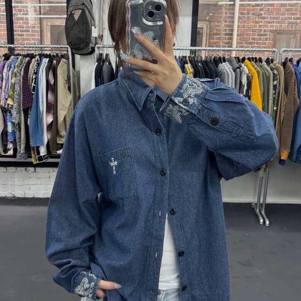 도그타운 오리엔탈 드래곤 데님셔츠