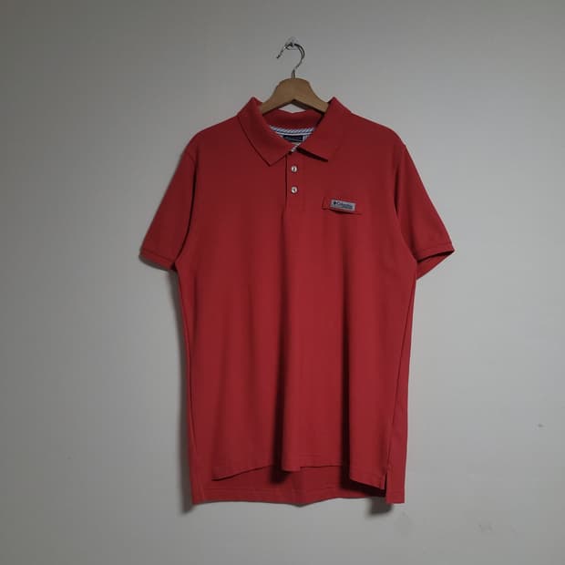 (XXL) COLUMBIA 컬럼비아 연핑크 반팔 카라 티셔츠 PFG