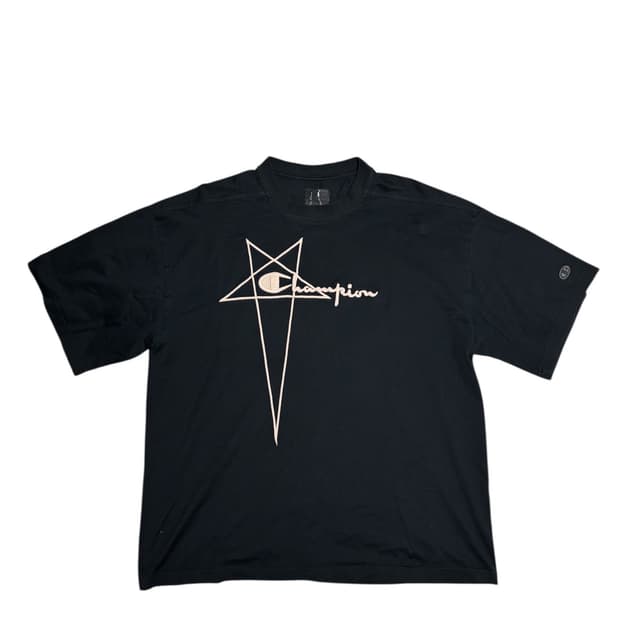 [정품] 릭오웬스 x 챔피온 펜타그램 로고 반팔 티셔츠 블랙 S