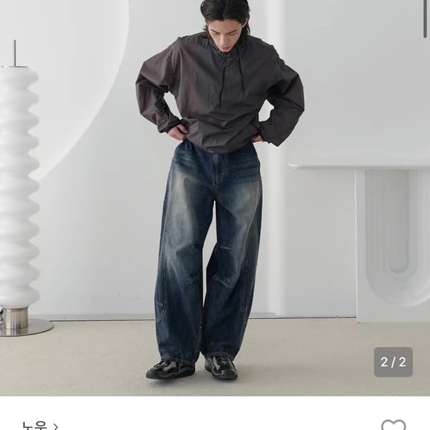 [0]노운 커브드 데님 팬츠(인디고 블루)