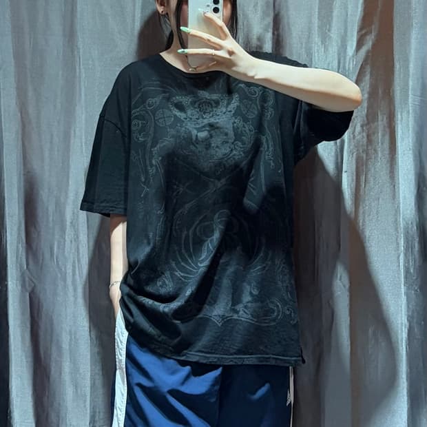 XL 록앤리퍼블릭 헤비 워싱 프린팅 블랙 반팔