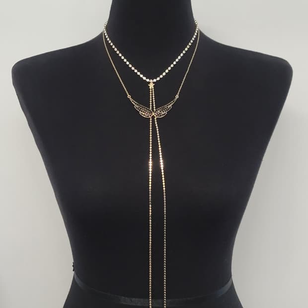 angel wing necklace set