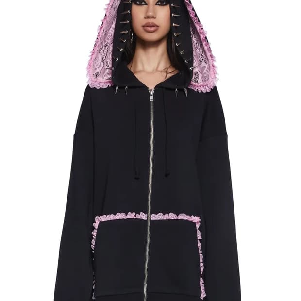 돌스킬 핑크 후드 집업 