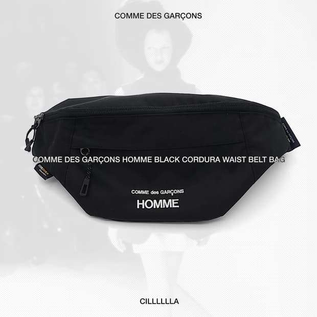 COMMEDESGARCONS 꼼데가르송 옴므 블랙 코듀라 웨이스트 벨트백