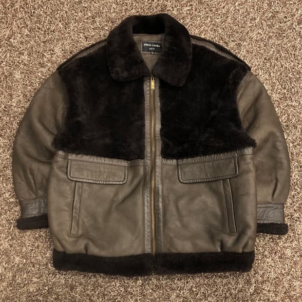 피에르가르뎅 양가죽 양털 시어링 도킹 레더 가죽 자켓