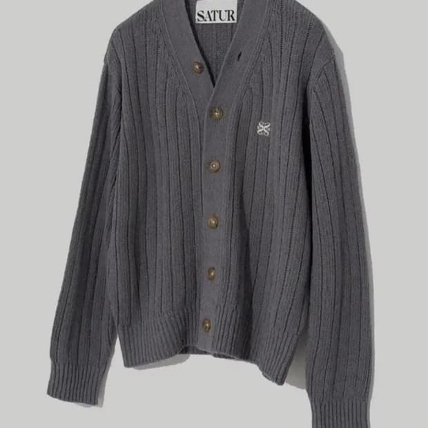 (L)세터 파로 오버사이즈 부클 가디건 그레이