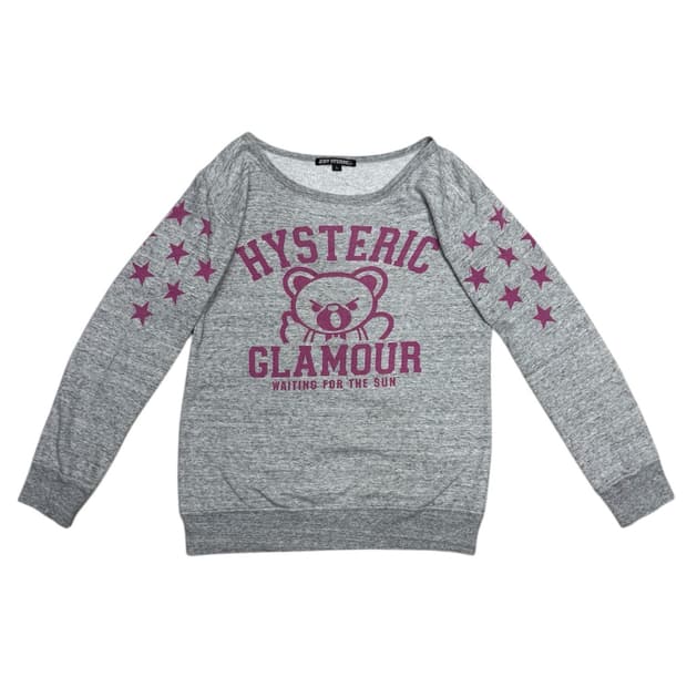 히스테릭 글래머 아카이브 무수한 핑크 별과 퍽베어 맨투맨 스웨터