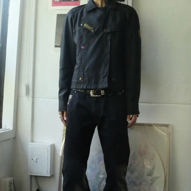 벨스타프 블랙 나일론 바이커 자켓
