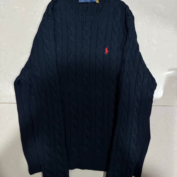 [당일출고,L사이즈] 폴로 케이블 네이비 니트