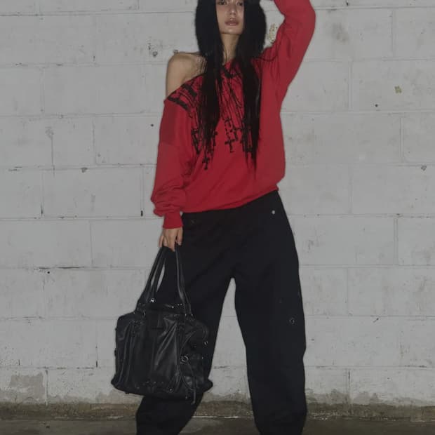 팬시클럽 벨티드 레더백 