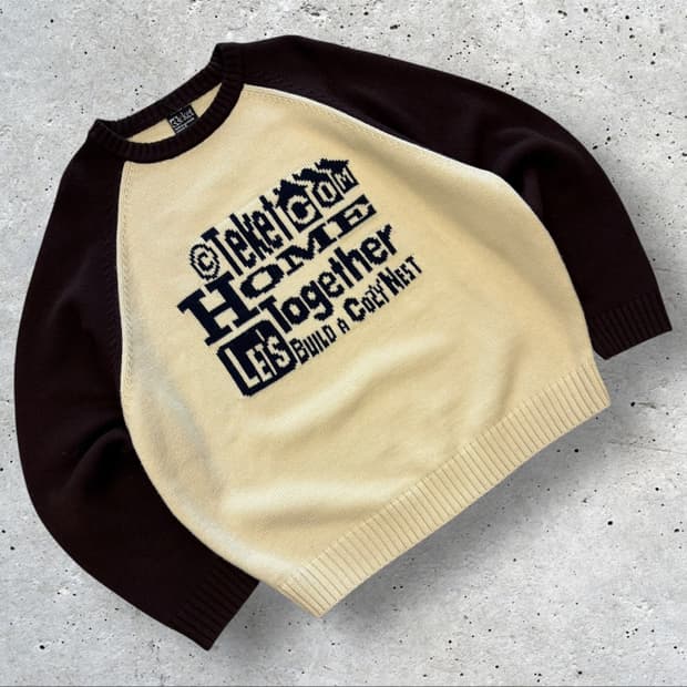 [M] 테켓 나그랑 배색 니트 스웨터 브라운 D292