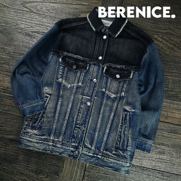 [베르니스] 19 S/S 빈티지 가공 투톤 오버핏 데님 자켓 P01541